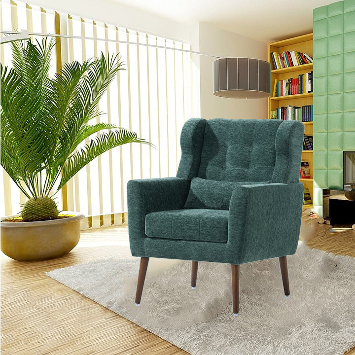 Modern Chenille Accent Chair with Pillow - Blackish Green