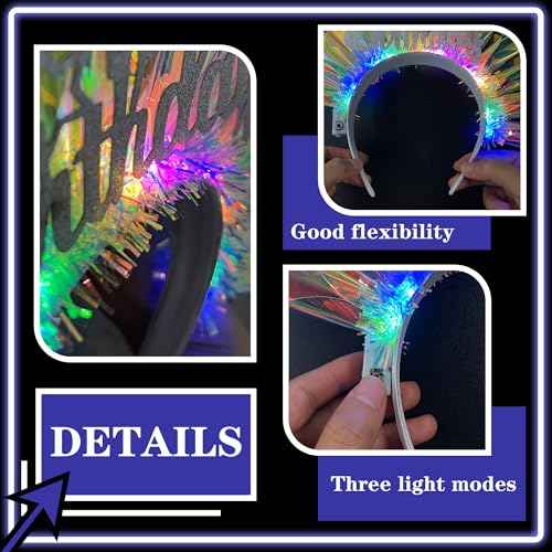 Light Up Happy Birthday Crown - Glowing Birthday Headband LED Bday Headpiece Hair Hoop Hair Accessories