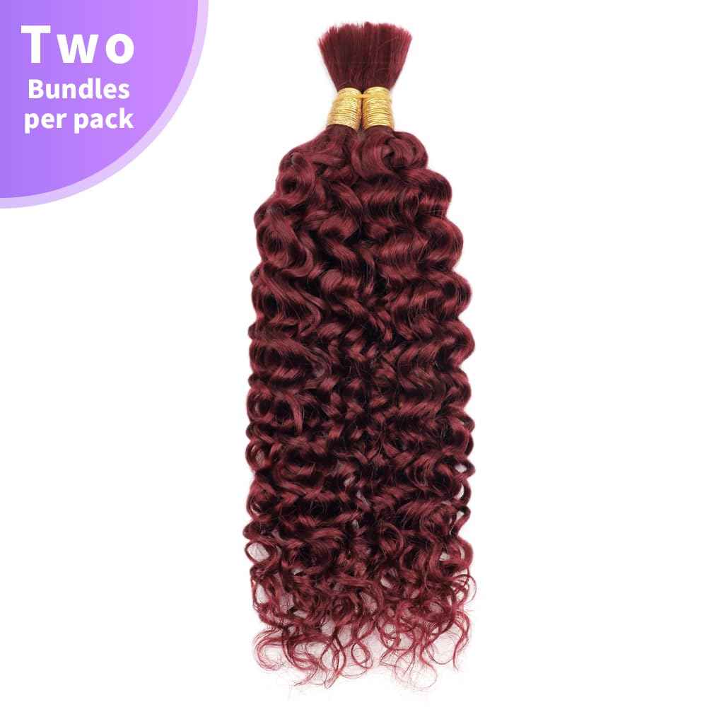 Human Braiding Hair Water Wave Bulk Human Hair For Braiding 100g (1pack-2bundles) No Weft 100% Unprocessed Virgin Human Braiding Hair For Boho Braids Water Wave Micro Braiding Human Hair 26inch #99J