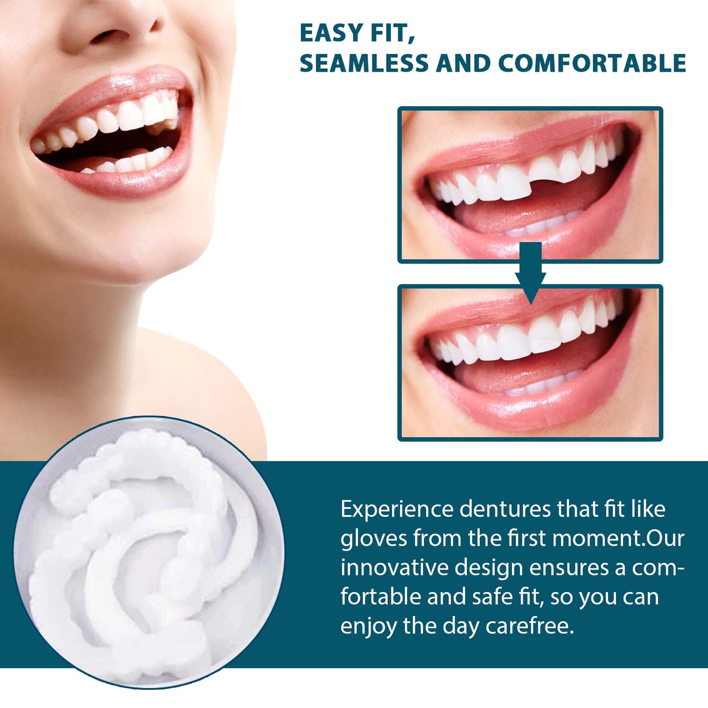 Adjustable Snap-On Resin Dentures for Instant Smile Modification