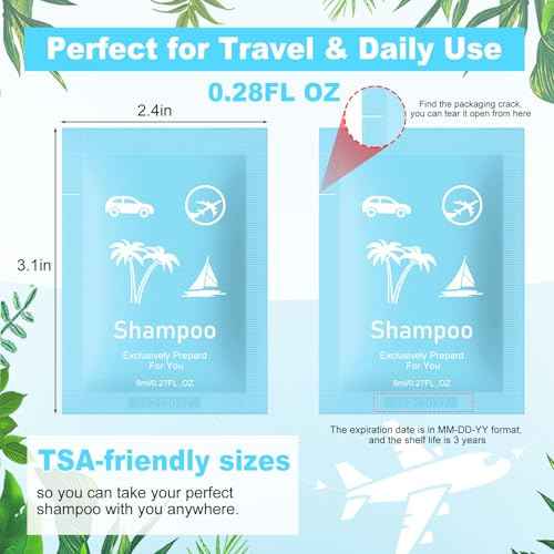 Travel Size Shampoo Bulk,Green Tea Scent,0.28 fl oz (8ml) Shampoo Mini Small,Hotel Supplies Bulk for Guests Airbnbs Homes Resorts Offices (pack of 50, green tea)