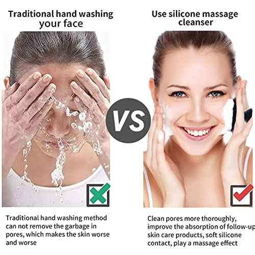 VWMYQ Face Scrubber, Silicone Face Scrubber for Men Facial Cleansing Brush Silicone Face Wash Brush Manual Waterproof Cleansing Skin Care Face Brushes for Exfoliating- Black