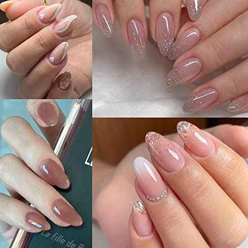 AddFavor 240pcs Oval Nail Tips Clear Full Cover Medium Length Round Fake Nails Acrylic Gel Nail Tips for Salon and Home Nail Art Manicure 12 Sizes