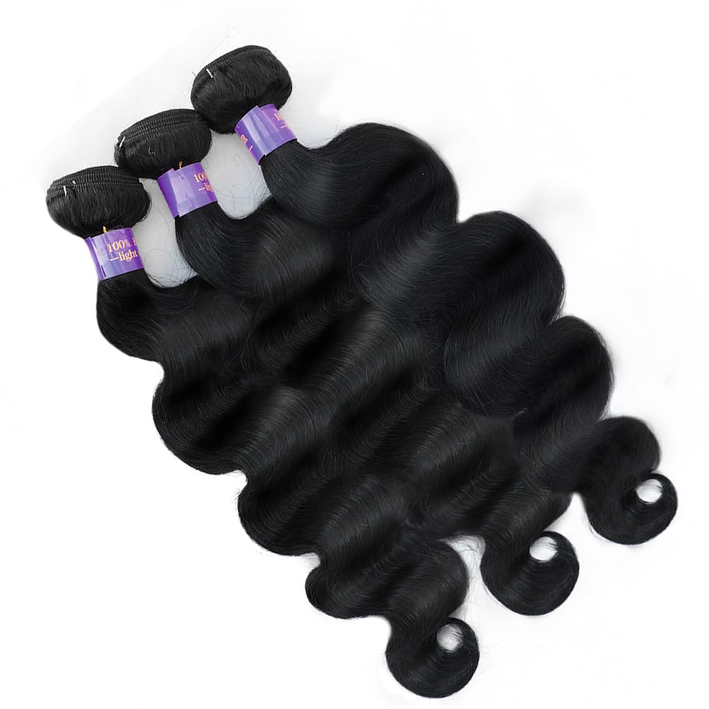 14A Human Hair Bundles 20 22 24 Inch Body Wave Bundles Human Hair 100% Unprocessed Brazilian Virgin Hair Body Wave 3 Bundles Human Hair Extensions for Women Natural Color Quick Weave