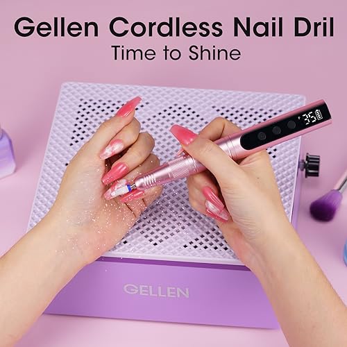 Gellen Gel Nail Polish Remover Professional Electric Nail File, 11 in 1 Nail Drill Kit, Cordless Rechargeable Pedicure Manicure Kit Nail Drill for Acrylic Gel Nails Tips