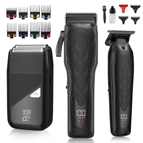Hair Clippers for Men Professional, 7500Rpm Beard Trimmer, IPX6 Waterproof Electric Shavers 3 in 1 Hair Cutting Kit for Men, Cordless Barber Clipper Set with LED Display for Mens Gifts