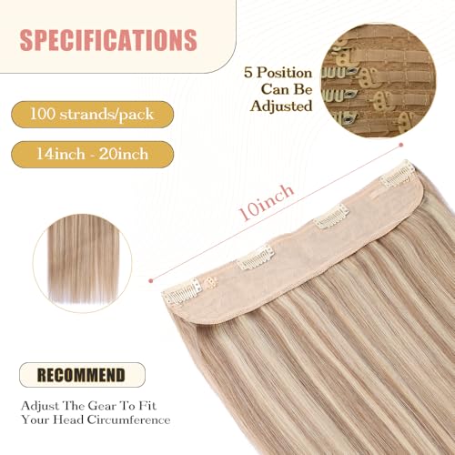 Halo Hair Extensions Real Human Hair - Light Blonde Golden Blond, Halo Extensions Human Hair 20inch 120g