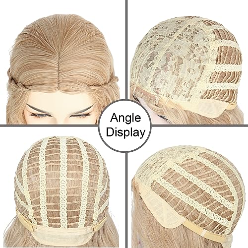 Yan Dream Princess Wig Long Blonde Wavy Hair with Braid Elf Hippie Wigs for Women Cosplay Costume Anime Party