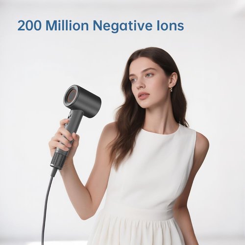 Dametol Professional Travel Hair Dryer - 110000RPM Brushless Motor, Quiet 49dB,Lightweight 0.83lbs, Negative Ion, UL Certified Fast Drying Blow Dryer with Magnetic Nozzle (B11)