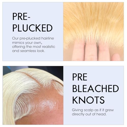 ELISHEVA 613 Lace Front Wig Human Hair 20 Inch Blonde Wig Human Hair 613 Deep Wave 13x6 HD Blonde Lace Front Wigs 200% Density Free Part 613 Wig Deep Wave Pre Plucked with Baby Hair