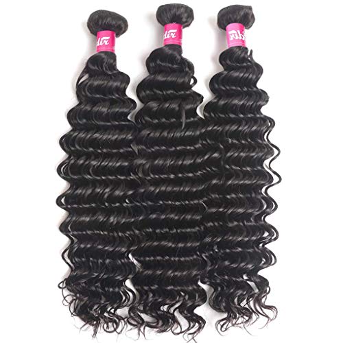 Odir Deep Wave Human Hair Bundles 18 20 22 Unprocessed 9A Brazilian Deep Curly Wave Virgin Hair 3 Bundles 300g Remy Hair Extensions Natural Color