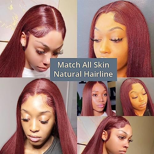250 Density Ginger wig human hair Straight Lace Front Wigs Human Hair Pre Plucked 13x4 HD Transparent Lace Front Wigs Human Hair for Women Reddish Brown Lace Front Wigs HumanHair 22Inch