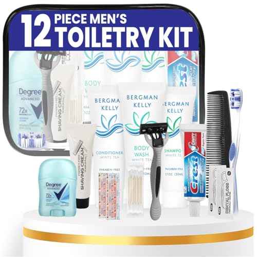 Trektote Bulk Hygiene Kit For Men ? (5 Pack) 12 Piece Set Of Travel Size Toiletries, TSA Compliant, Bulk Travel Essentials, Includes Shampoo And Conditioner, Body Wash, Toiletry Bag & More