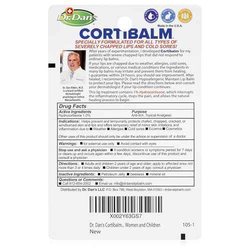 Dr. Dan's Cortibalm - 1 Pack - for Dry Cracked Lips - Healing Lip Balm for Severely Chapped Lips - Designed for Men, Women and Children