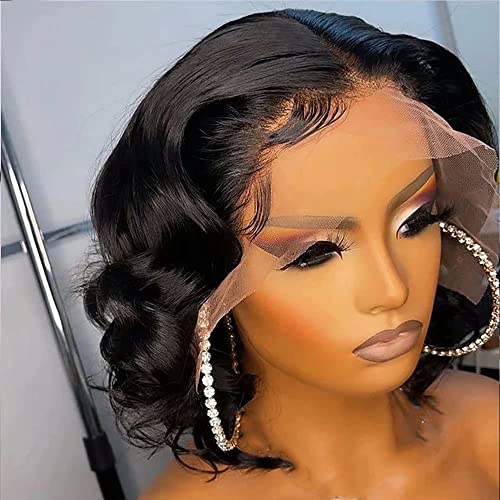 ten chopsticks Wigs Short Wig Human Hair 13x4 Lace Front Human Hair Wigs For Black Women HD Transparent Loose Deep Wave Short Bob Wig Brazilian Bob Human Hair Wig 150 Density 10inch
