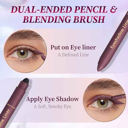 Shadow Liner 2-In-1 Eyeliner & Eyeshadow,Shadow Liner Duo,Plum Eyeshadow Stick,Waterproof,Long-Lasting & Smudge-Proof Wear,Smooth,Easy To Color (Champagne Gold+Purple)