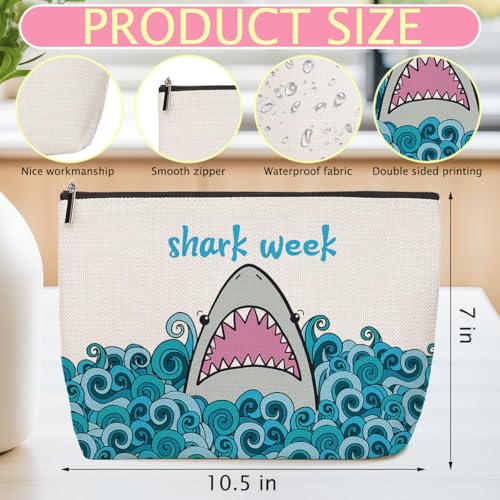 ZHAMEN Makeup Bag, Funny Shark Design, Large Capacity, Waterproof, Multipurpose for Women, Girls, Animal Lovers, Graduation, Friendship, Birthday, Christmas