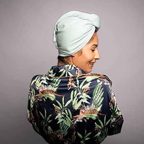 Tee Shirt Drying Wrap, Frizz Free, Soft & Lightweight&Flexible, Hair Drying Turban, Gentle Drying Towel Wrap with Button, for Long Hair (Sage)