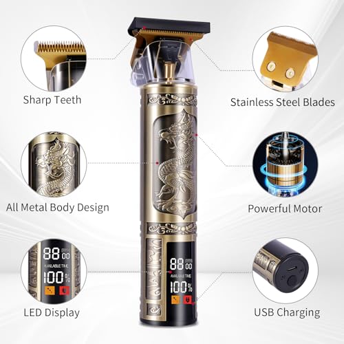 Professional Hair Clippers for Men,T-bar Trimmer and Cordless Electric Shaver, Nose Hair Trimmer, Men's Hair Clipper and Shaver Set, Rechargeable Home Hair Cutting Tools