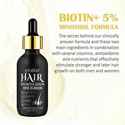 5% Minoxidil Hair Growth Oil for Men and Women - Regrowth Serum, Extra Strength Spray for Hair Loss, Thicker Healthier Hair, Beard Growth Kit, Topical Treatment, 2.02 oz