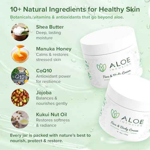 Aloe Infusion Aloe Vera Face & Body Cream ? Natural Moisturizer for Dry, Sensitive & Irritated Skin ? Hydrating, Non-Greasy Lotion with Shea Butter & Manuka Honey ? After-Sun Care & Eczema Cream