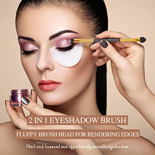 Tenare 24 Pcs Dual End Eyeshadow Blending Brush Set 2 in 1 Eyeshadow Smudge Brush Sponge Concealer Soft Applicators Double Sided Makeup Cosmetic Tool for Women Lady, Black