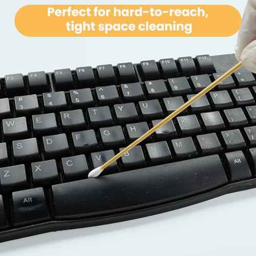 500PCS 6" Cotton Swabs in Storage Box - Long Cotton Swab with Wooden Sticks - Lint Free, Highly Absorbent Single Tipped Applicators for Makeup, Pet Care, Home Cleaning