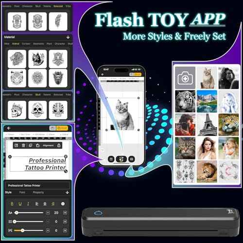 Joyzan 2025 New Upgraded Tattoo Stencil Printer, Wireless Thermal Tattooing Transfer Printer 20pcs Paper Bluetooth Portable Inkless Printing Machine Kit Anti Wrinkle Artist Beginner Tablet Phones PC