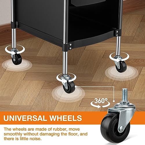 Noverlife Hair Salon Storage Tool Cart, 6-Layer Salon Cart with Wheels, Space Saving Barber Station Trolley, Rolling Carts for Hair Stylist Barber Storage Trolly for Hairdressing Beauty SPA Tattoo