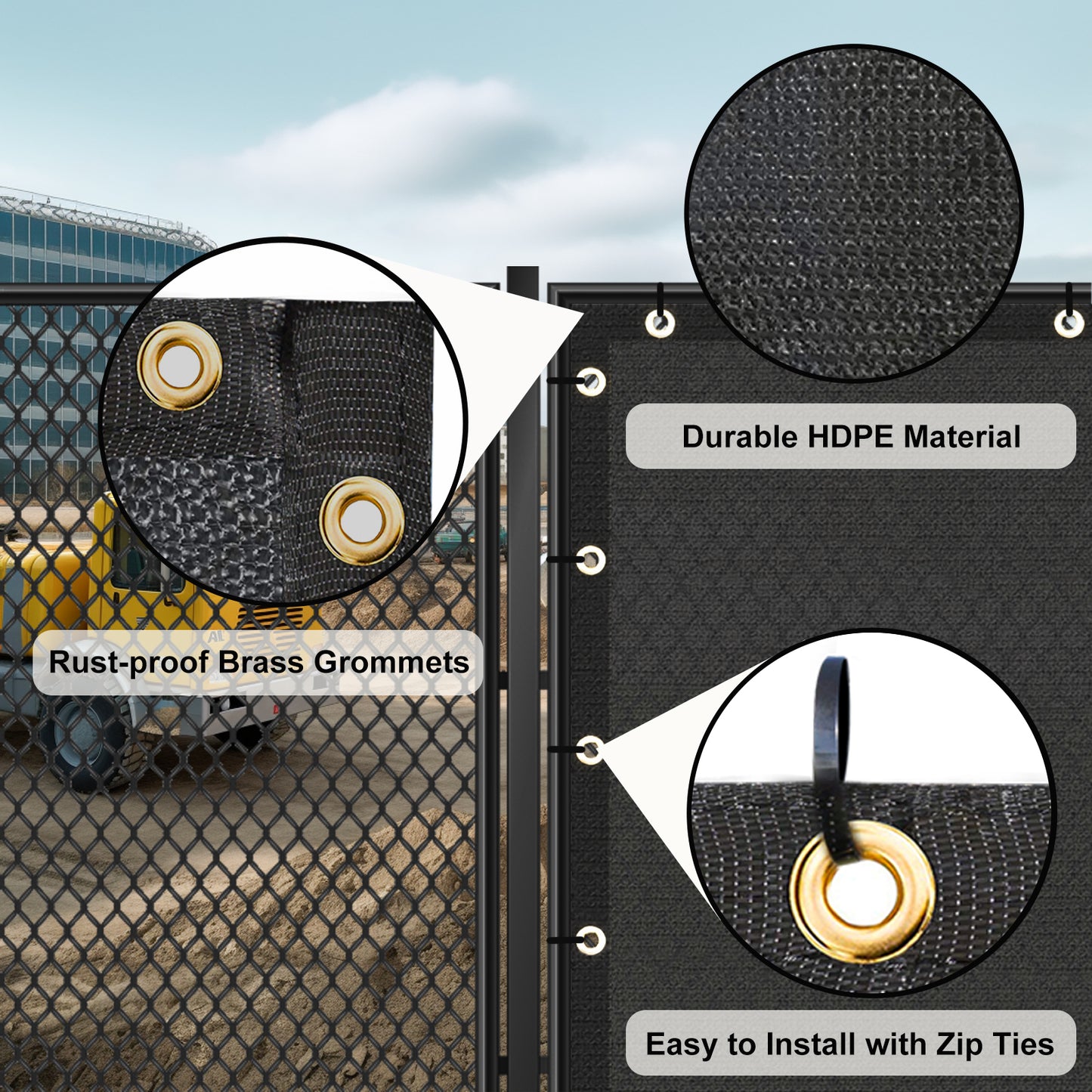4x50ft Outdoor Privacy Fence Screen HDPE Sun-Resistant Garden Barrier - Dark Grey Black Green Brown