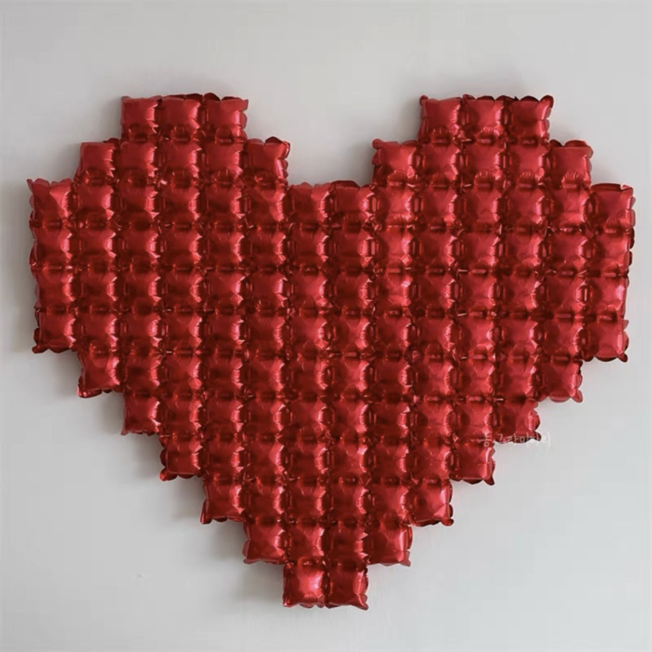 Large Birthday Party Wall Background Balloon - Red & Silver Heart Shapes