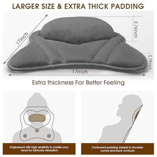 LuxStep Bath Pillow with Breathable Mesh Fabric - Bathtub Pillow for Head, Neck & Shoulder Support- 6 Non-Slip Suction Cups for Secure Fit - Fits Any Bathtub, Bath Accessories Spa Gifts