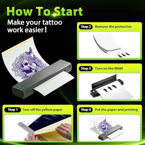 Tattoo Stencil Printer, Tattoo Machine with 10 Sheets Tattoo Transfer Paper, Tattoo Copier Printer Kit for Tattoo Artist, Compatible with Phone & Laptop, with 1 Case