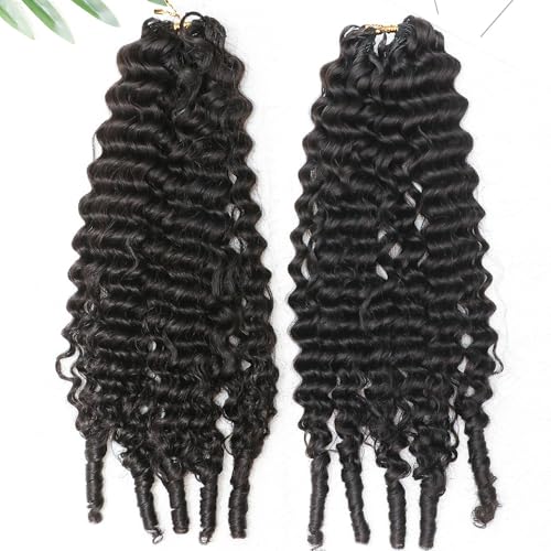Feather Crochet Human Hair With Tight Curly Ends Invisible Knots Deep Curly Crochet Human Hair Extensions Knotless Pre-Separated 18inch 60g