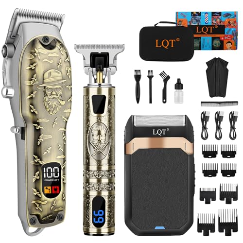 Professional Hair Clipper Set for Men Electric Shaver Razor Cordless Hair Cutting Barber Clippers Beard Trimmer Men¡¯s Grooming Kit Gifts for him (Bronze)