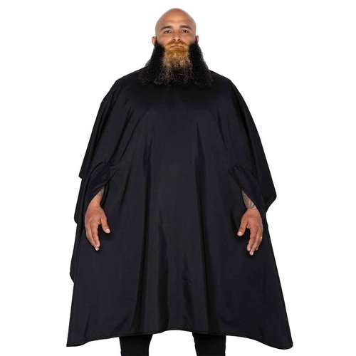 Barber Strong The Barber Cape Haircut Cover for Men, Hands Free, Hair Repelling and Static-Reducing Material, Flexible Elastic Neckband, Water Resistant Fabric, Oversized for Complete Coverage - Black