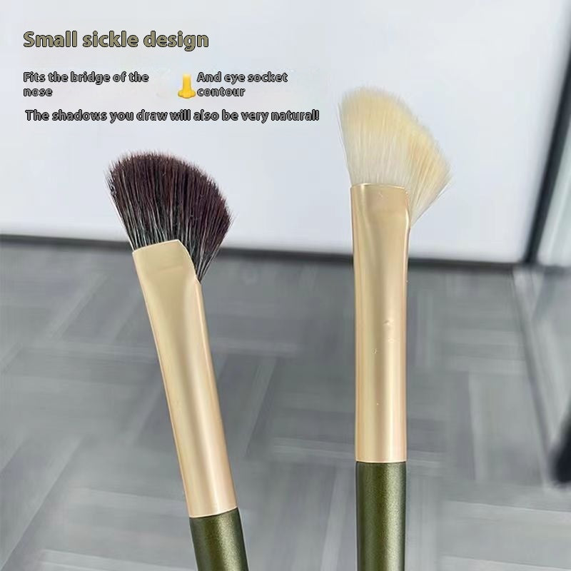 Oblique Fan-Shaped Eye Contour Makeup Brush Set - Soft Synthetic Fiber