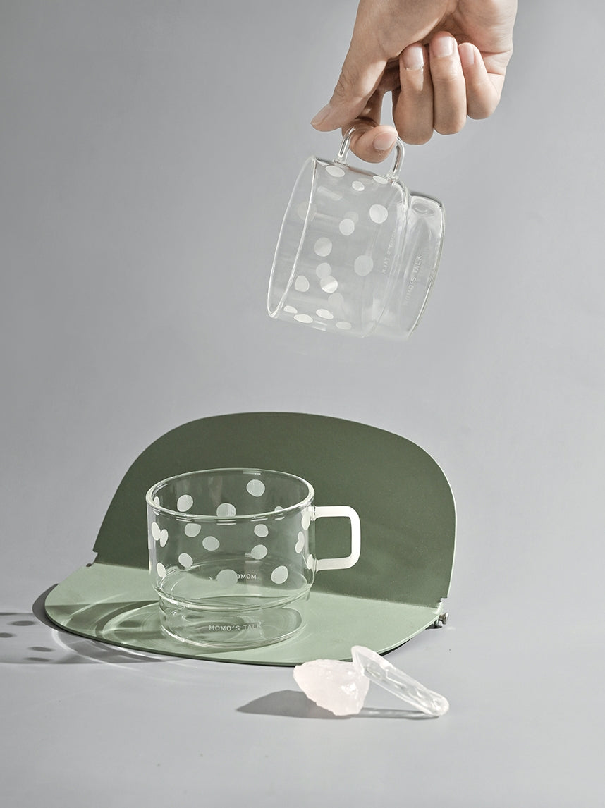 High Temperature Resistant Glass Cup - Clear Drinkware with Dot & Cross Patterns