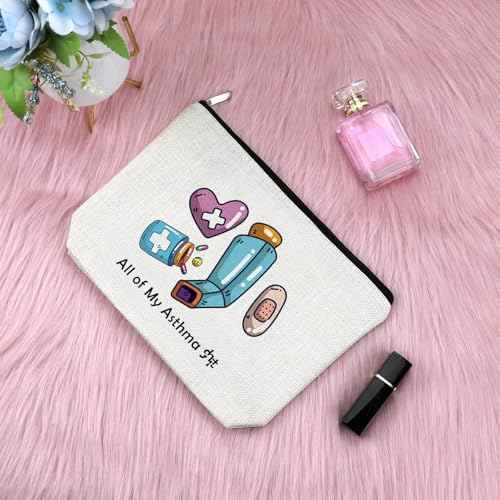 Asthma Awareness Makeup Bag for Women Medication Bags for Traveling Get Well Soon Gift for Patients Friends Recovery Gifts for Women After Surgery Travel Cosmetic Pouch Zipper Toiletry Pouch