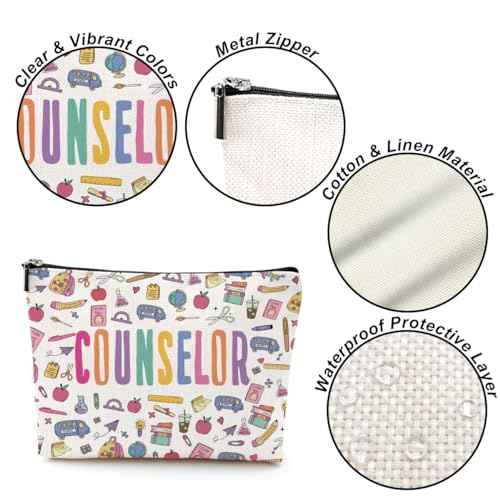 Inspirational Counselor Gifts Cosmetic Bag Counseling Office Must Haves Makeup Bag Appreciation Retirement Gifts for Women Friend Counselor Therapist Teacher Coworker Birthday Christmas Makeup Pouch