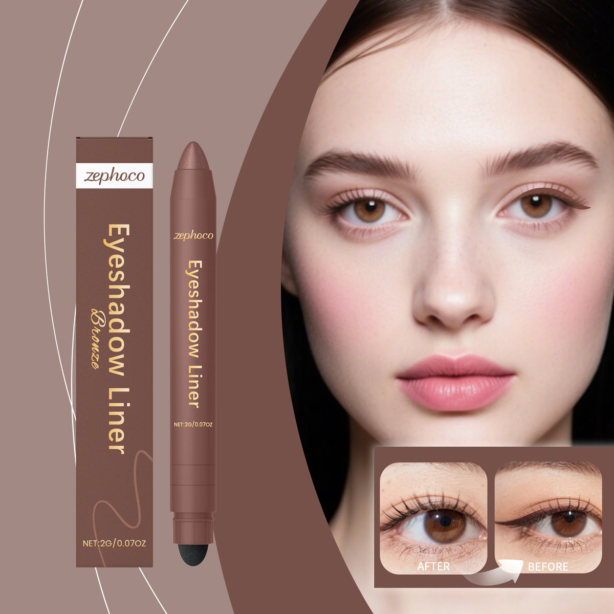 2-in-1 Eyeliner Pen Bronze for Precise Eye Makeup - 2g