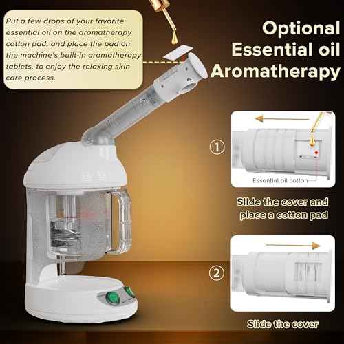 Easy to Clean Facial Steamer, Portable Nano Ionic Face Steamer for Facial Deep Cleaning, with 360¡Æ Rotating Arm, 300ML Large Capacity, with Aromatherapy Diffuser, Warm Mist
