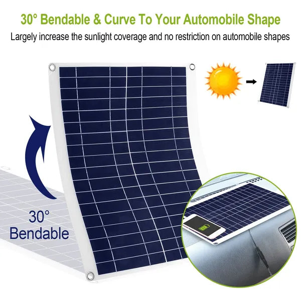 25W Solar Panel Car Battery Charger - IP68 Waterproof Dual USB