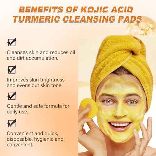 Turmeric Face Wash+Turmeric Cleansing Pads,100% Natural Turmeric Cleansing Pads, Reduce Blemishes & Dark Areas,Daily Cleansing,Cleans the Skin, Gentle Skin Care(1Set)