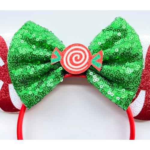 A Miaow Christmas Decoration Headpiece Candy Mouse Ears Headband Christmas Eve MM Butterfly Hair Hoop Park Women Adults Costume Photo Shoot (Candy)