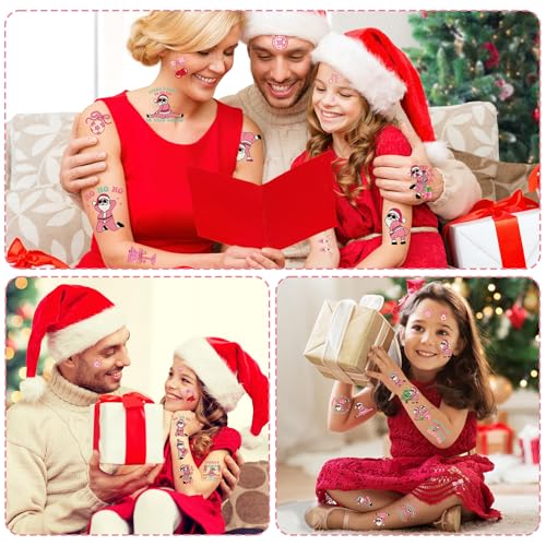 Funny Christmas Temporary Tattoos - 200+ Pink Santa Friendsmas Tattoos Stickers for Adults, There's Some Ho Ho Ho Hos Xmas Party Decorations Favors, Funny Naughty Christmas Supplies