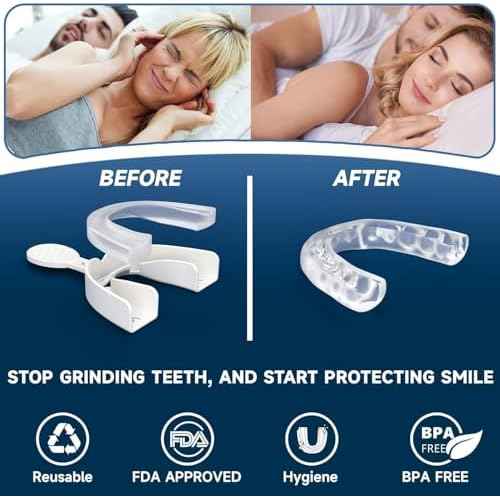 2 Pack Upgraded Night Guards for Teeth Grinding and Clenching, Standard Size, Professional Mouth Guard with Fitting Tray for Adults & Teens, Comfortable Solution for Clenching