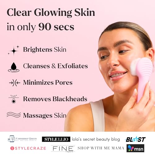 Facial Cleansing Brush - for Deep Cleansing, Gentle Exfoliating and Massaging - Waterproof and Rechargeable Face Cleanser Brush - Silicone Sonic Vibration Face Scrub Brush - Electric Face Washer