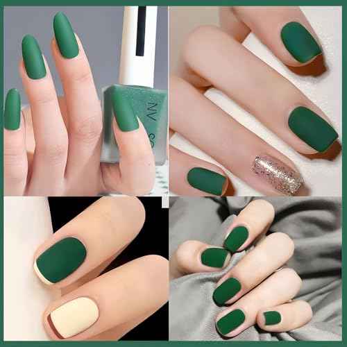 Velvet Cruelty Free Nail Polish - Dark & Matte Green Shades, Quick Dry Frosted Emerald Gel Finish