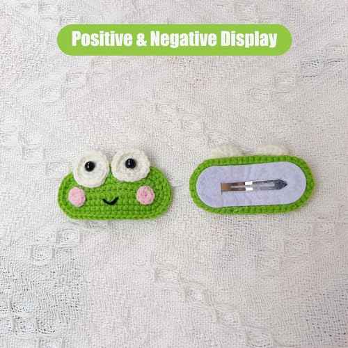 ZIUGLIKAL 5PCS Handmade Crochet Frog Clips Funny & Cute Animal Hair Clips Animal Theme Hair Clips For Girls Teenage Girls Women